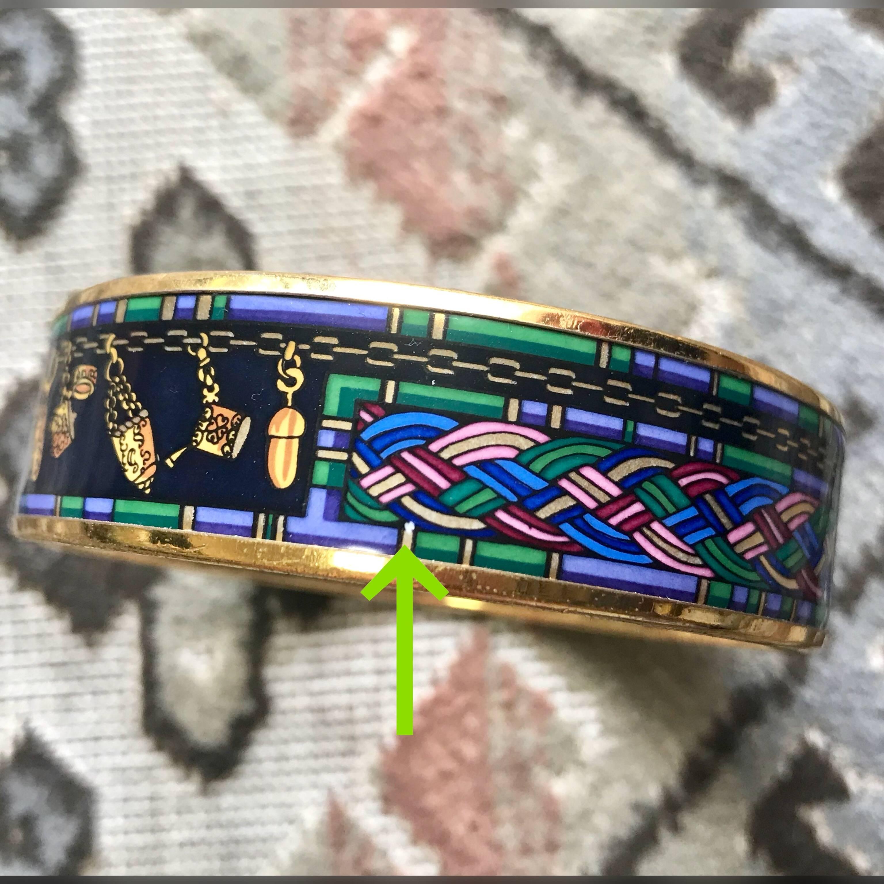 Vintage Hermes golden enamel, cloisonne bangle, bracelet. Multicolor.  For Sale 4