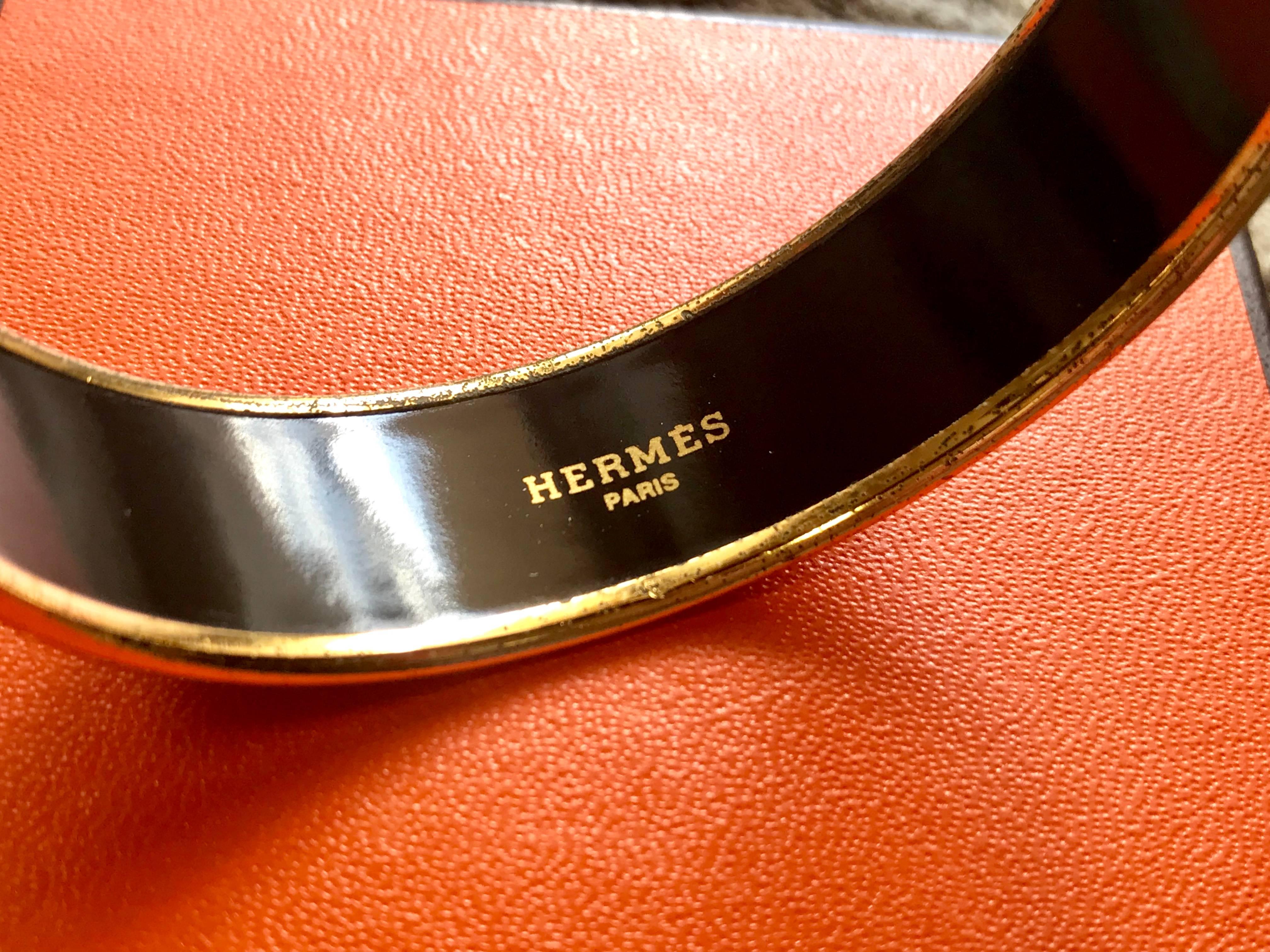 Vintage Hermes golden enamel, cloisonne bangle, bracelet. Multicolor.  In Good Condition For Sale In Kashiwa, Chiba