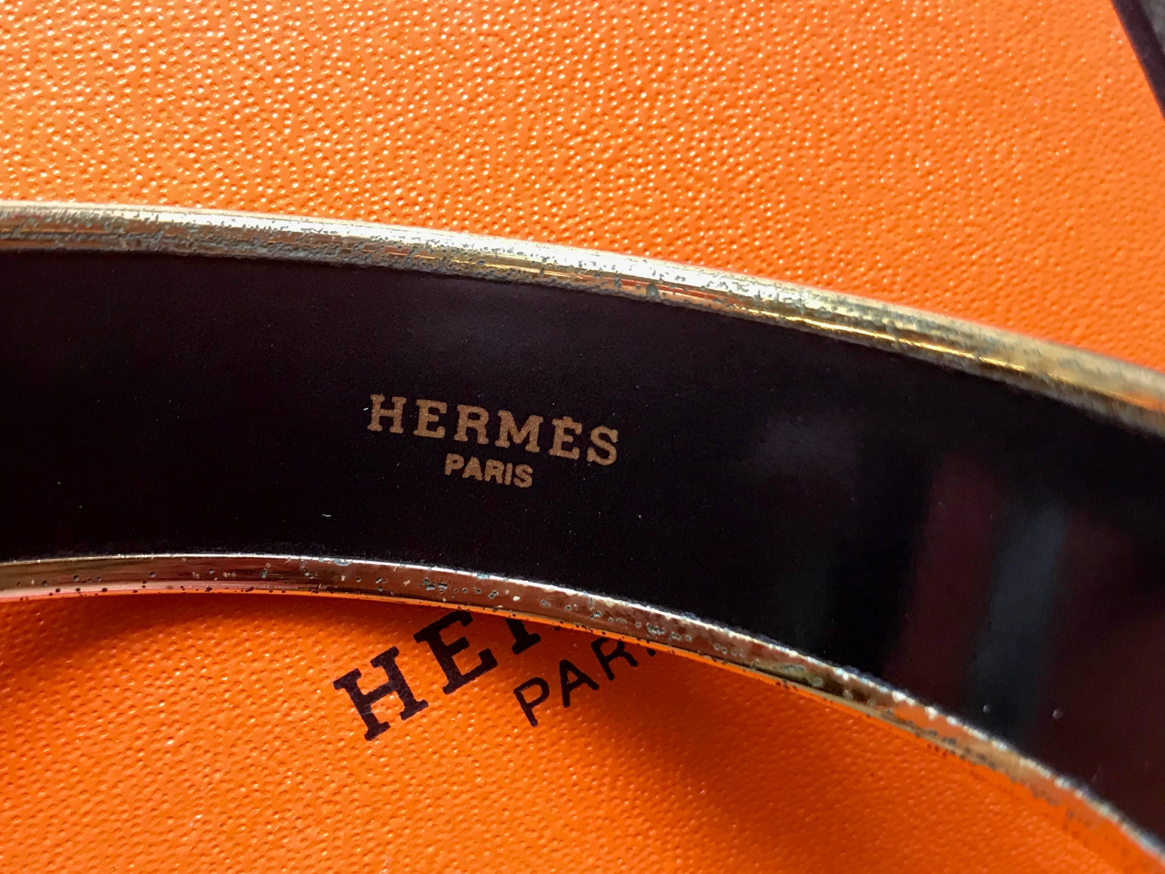 Women's Vintage Hermes golden enamel, cloisonne bangle, bracelet. Multicolor.  For Sale