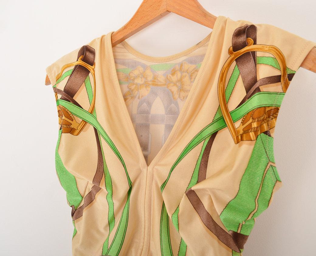 Vintage Hermès 'Grand Manège' Scarf Print Baroque Bathing Suit Swimming Costume For Sale 6