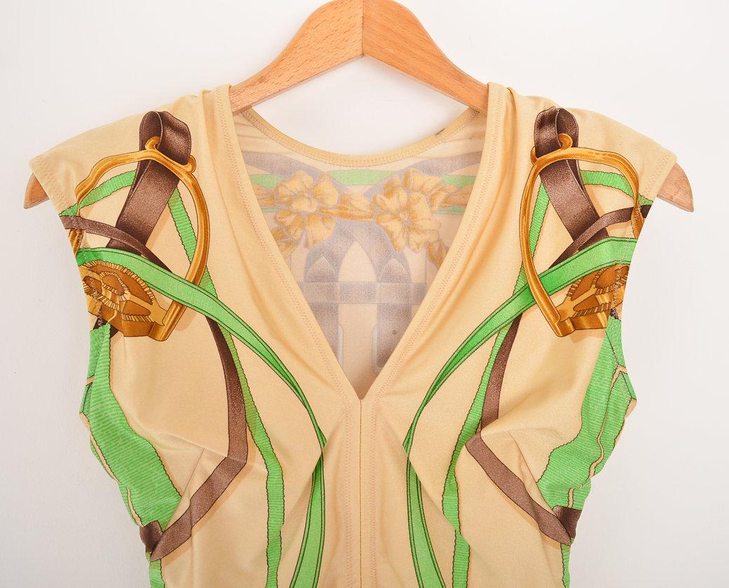 Vintage Hermès 'Grand Manège' Scarf Print Baroque Bathing Suit Swimming Costume In Good Condition For Sale In Sheffield, GB