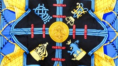Vintage Hermes "Grand Tenue" Multicolor Druck Seidenschal