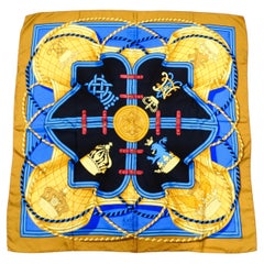 Vintage Hermes "Grand Tenue" Multicolor Druck Seidenschal