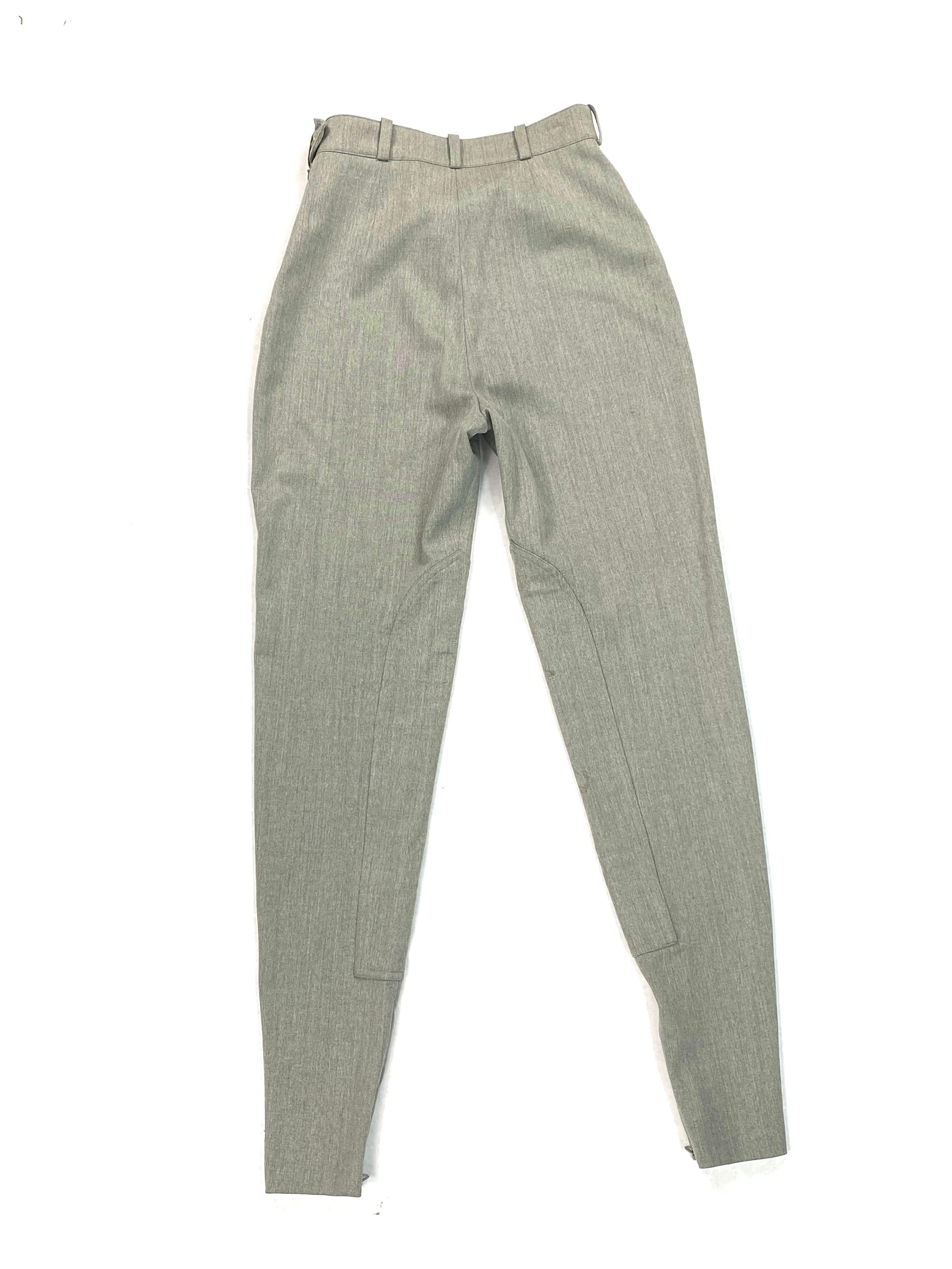 Hermès - Pantalon legging skinny en laine gris vintage équitation, taille 38 en vente 4