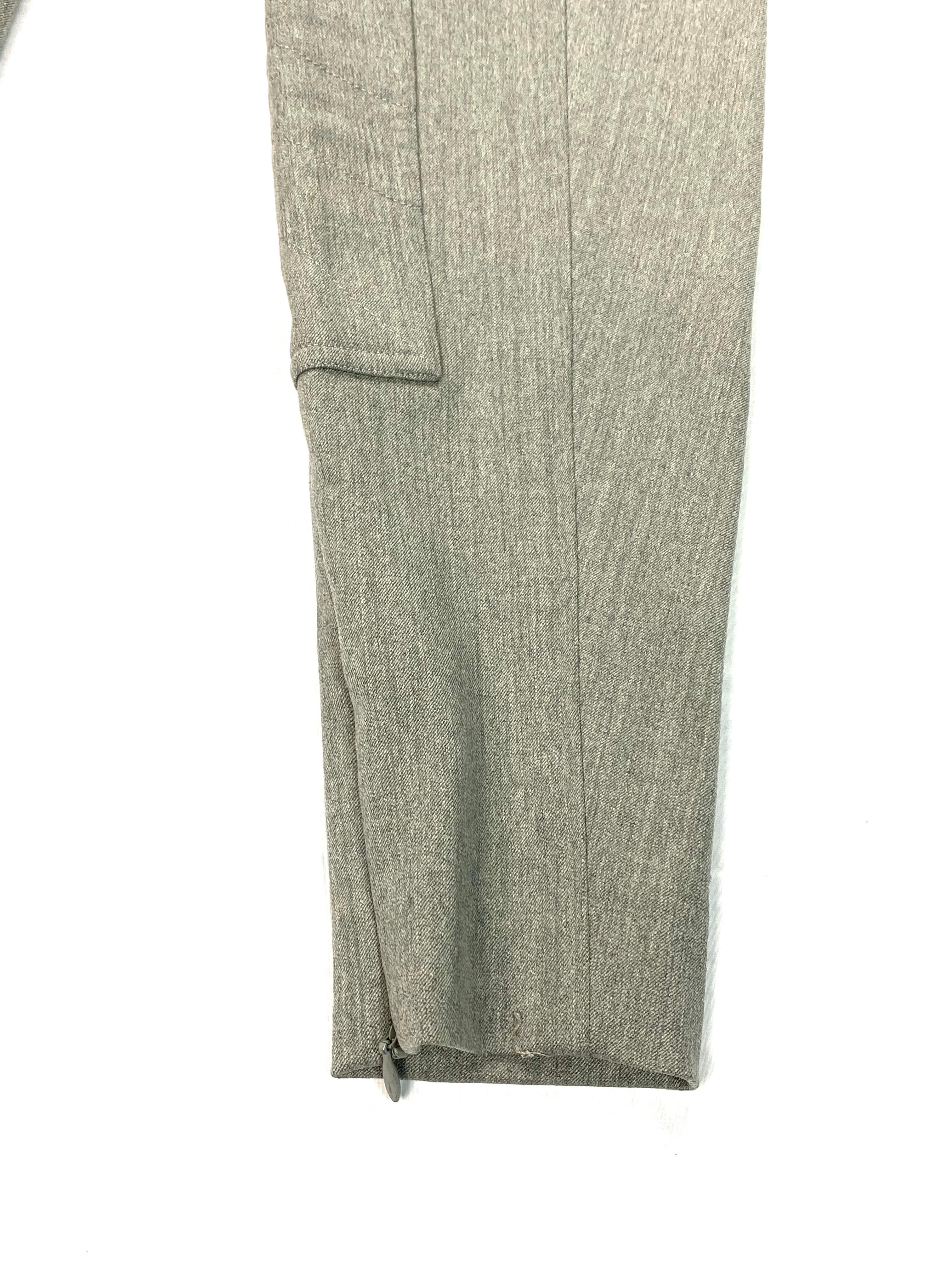 Hermès - Pantalon legging skinny en laine gris vintage équitation, taille 38 Excellent état - En vente à Beverly Hills, CA