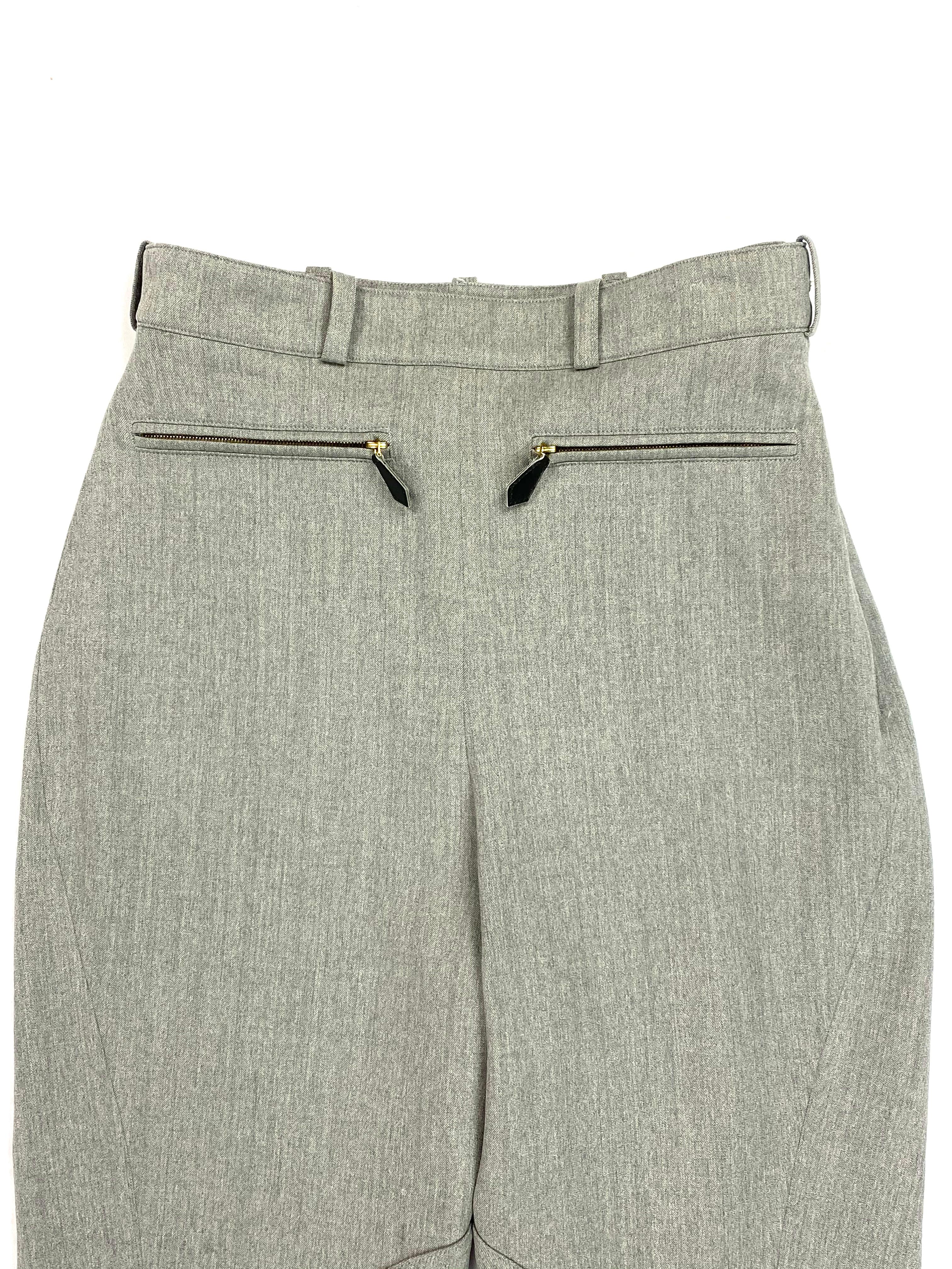 Hermès - Pantalon legging skinny en laine gris vintage équitation, taille 38 Unisexe en vente
