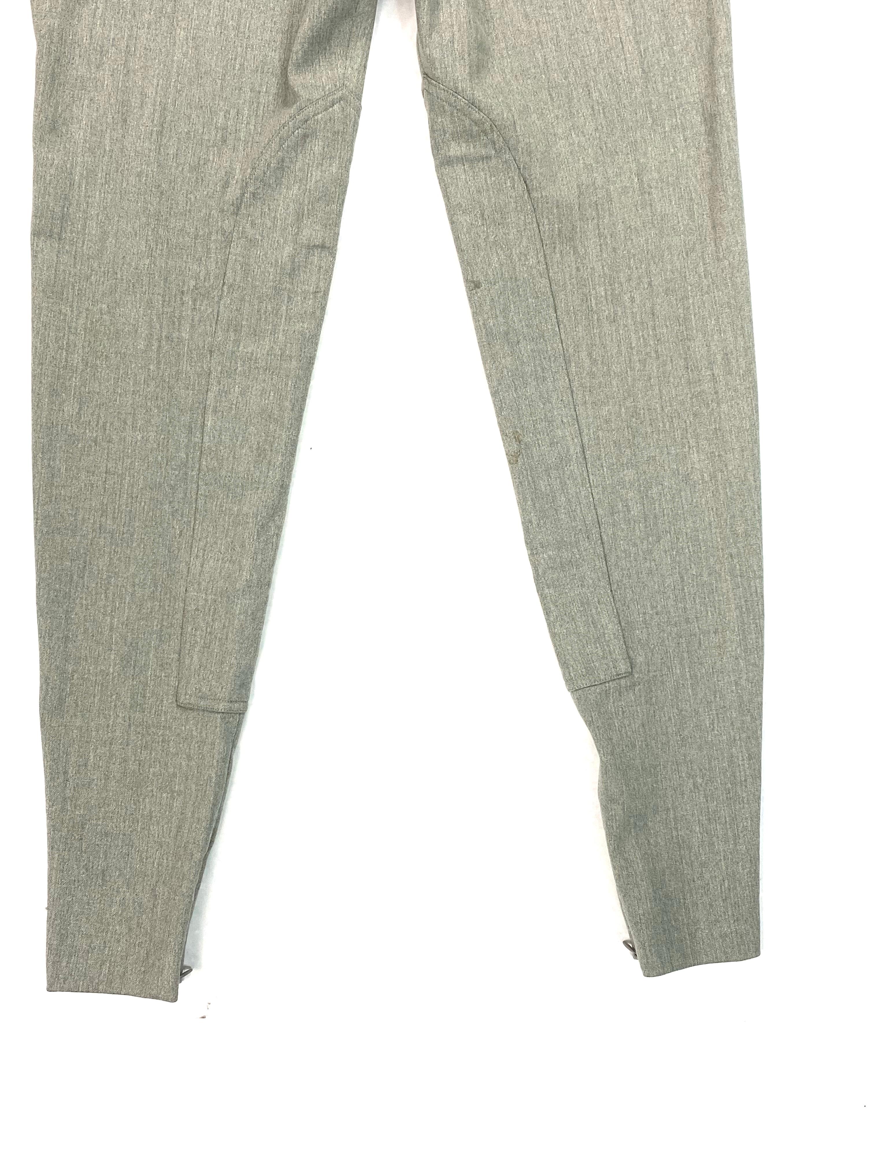 Hermès - Pantalon legging skinny en laine gris vintage équitation, taille 38 en vente 3