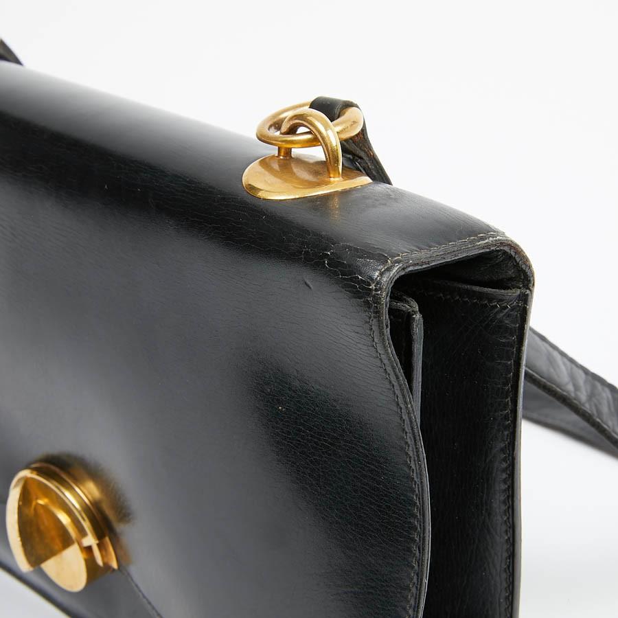 Vintage Hermes „Halbmond“ Schwarze Box Kalbstasche 1950 6