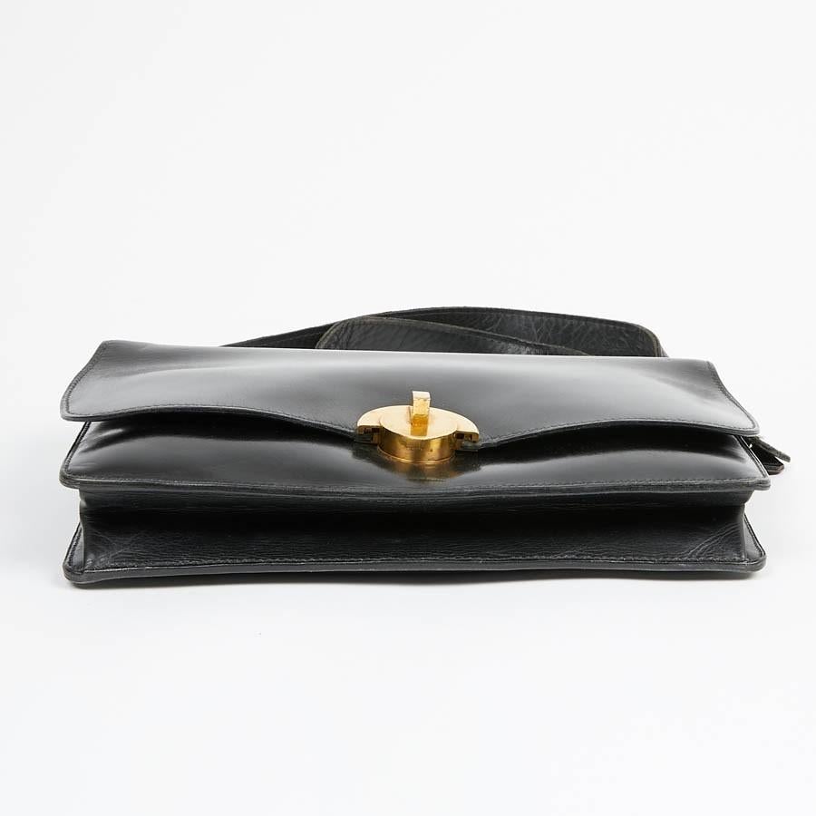 Vintage Hermes „Halbmond“ Schwarze Box Kalbstasche 1950 4