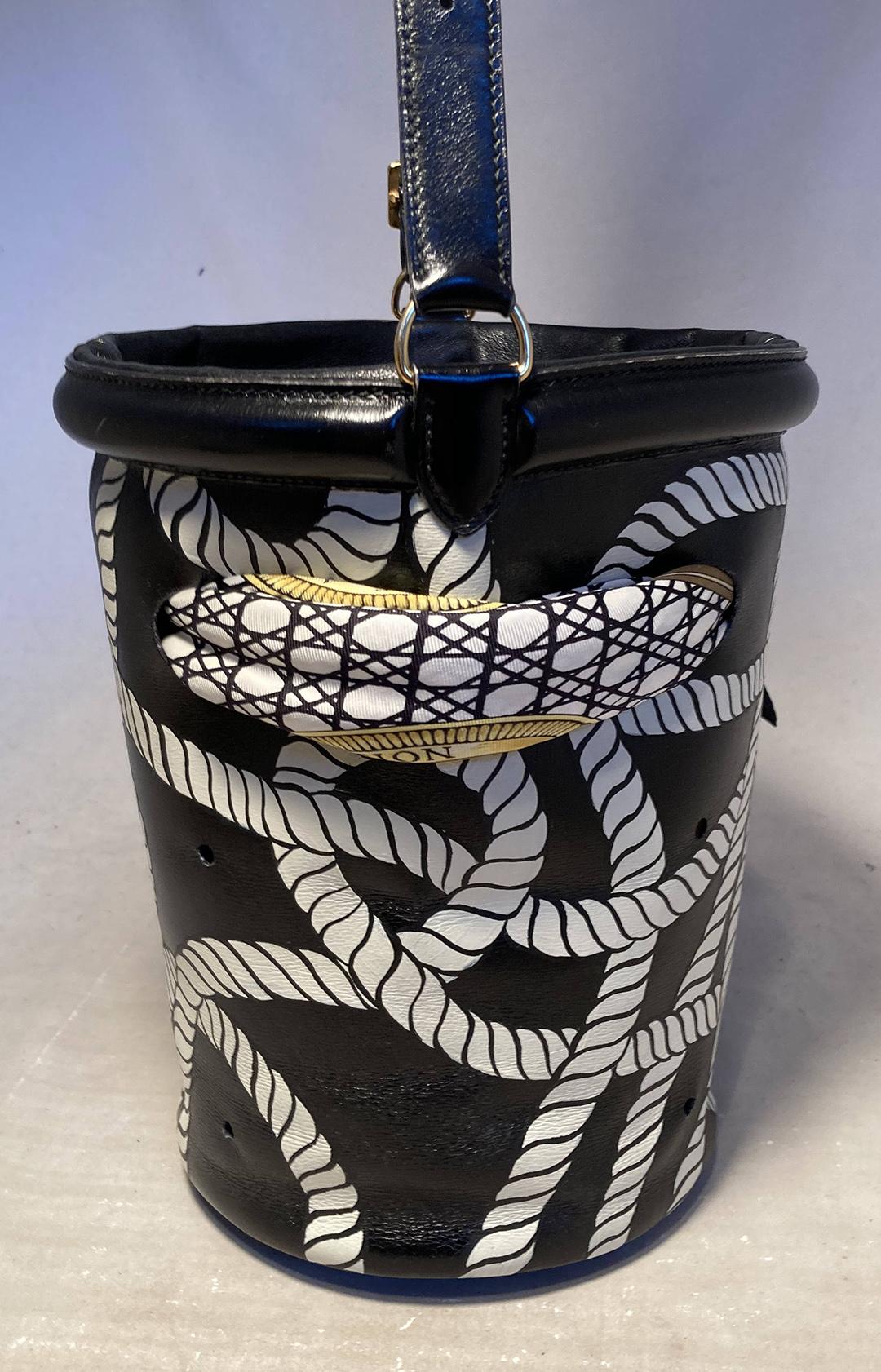 OOAK Vintage Hermes Hand Painted Ropes Bucket Bag For Sale 2