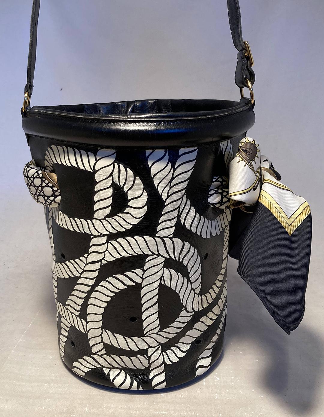 OOAK Vintage Hermes Hand Painted Ropes Bucket Bag For Sale 1