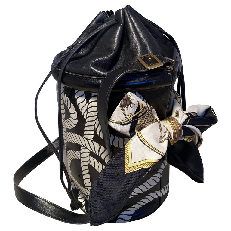 OOAK Vintage Hermes Hand Painted Ropes Bucket Bag For Sale at 1stDibs