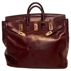 Vintage Hermes Haut a courroies. in burgundy box leather. 