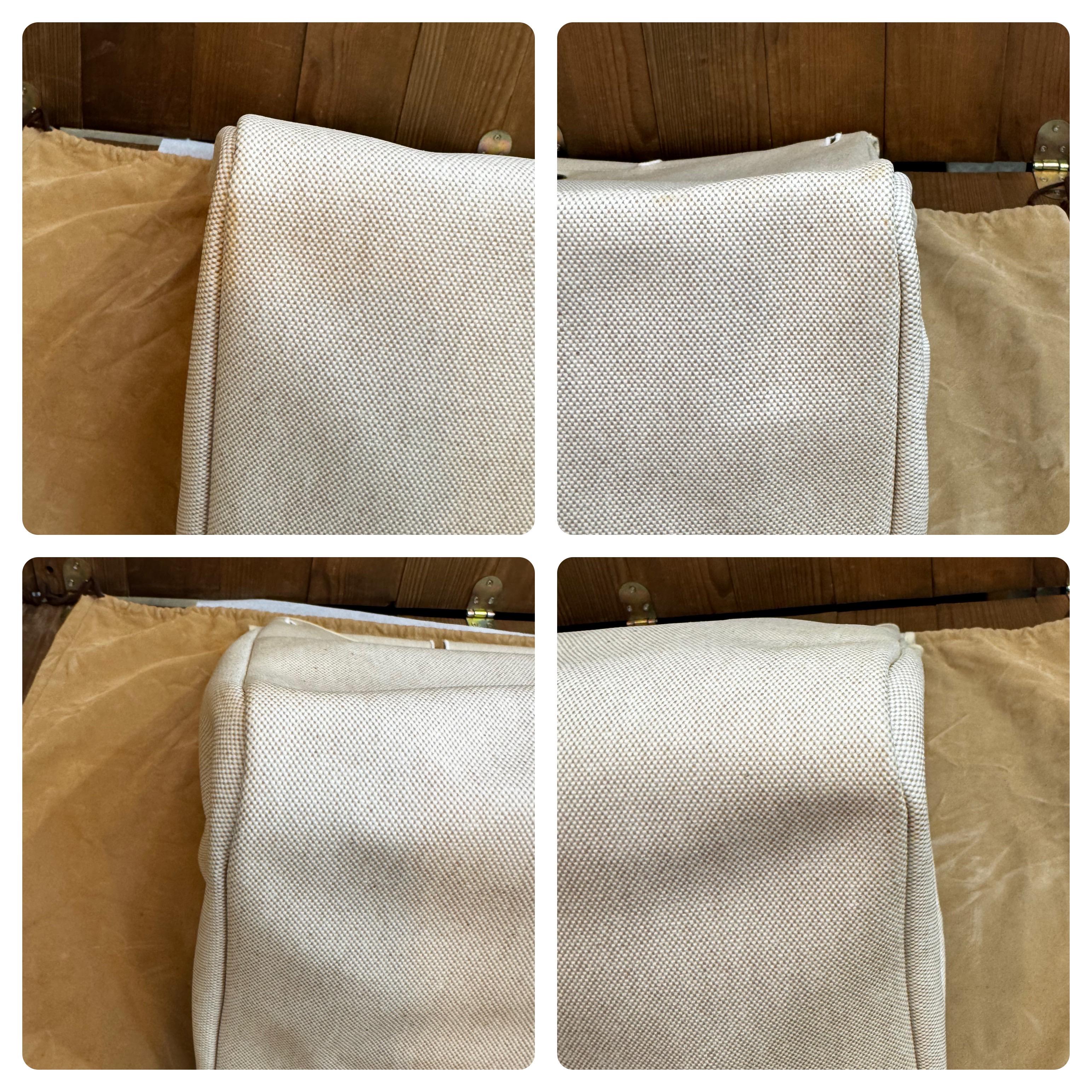 Vintage HERMES Herbag Beige Off-white 2 in 1 Toile Reisetasche GM 50 im Angebot 10