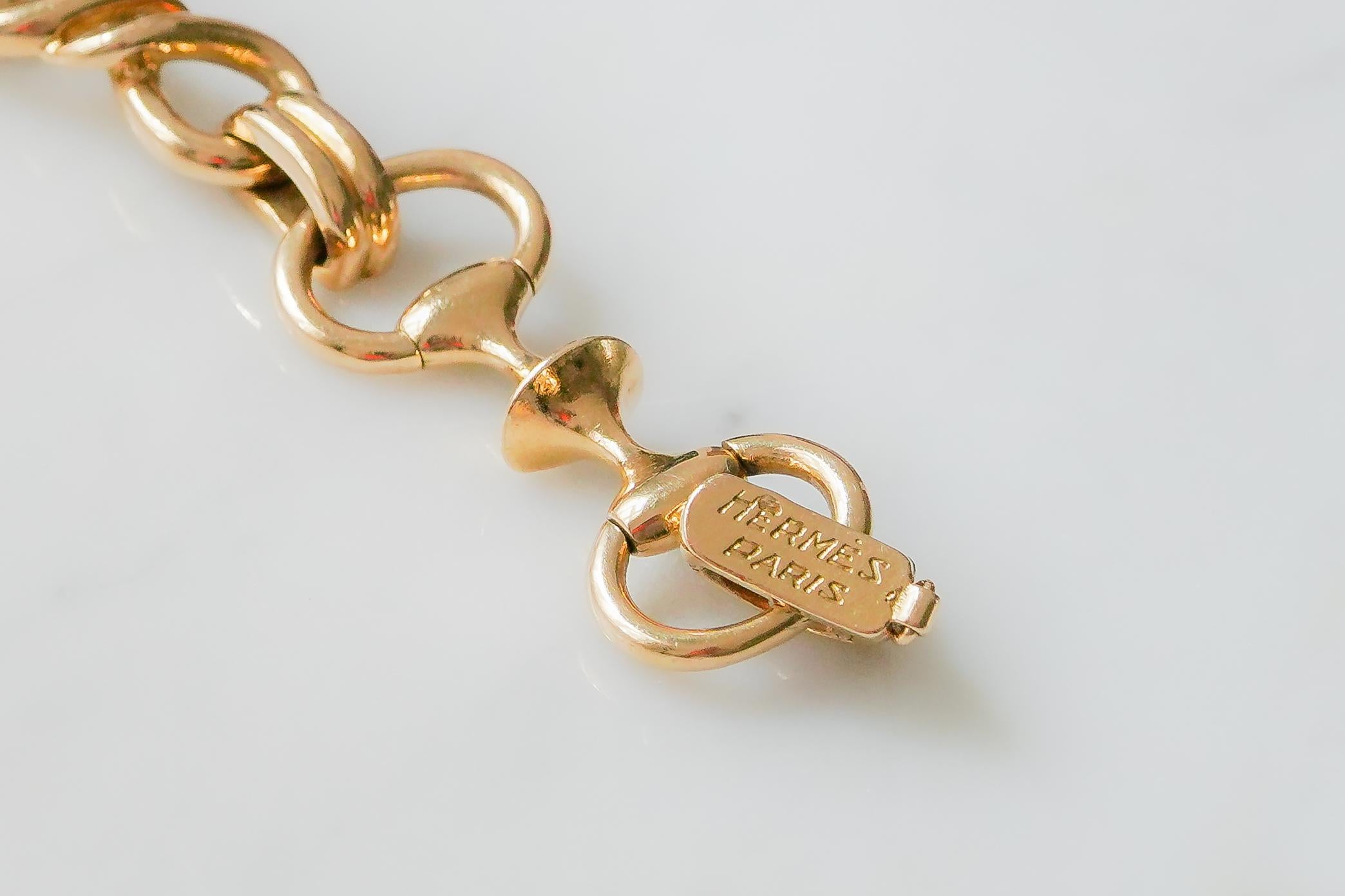 Contemporary Vintage Hermès Horse Bit Gold Bracelet