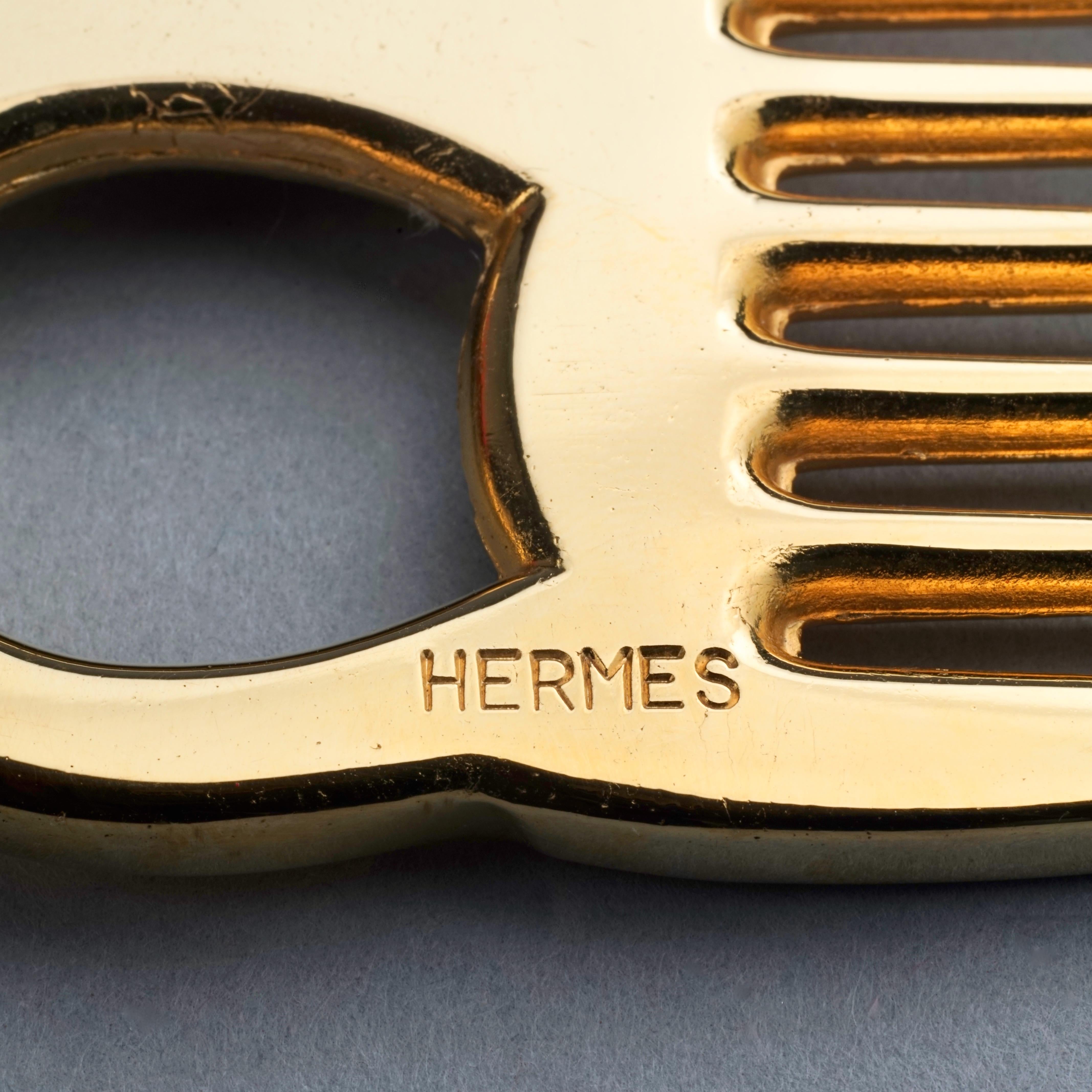 Vintage HERMES Horse Motif Gold Tone Comb  4