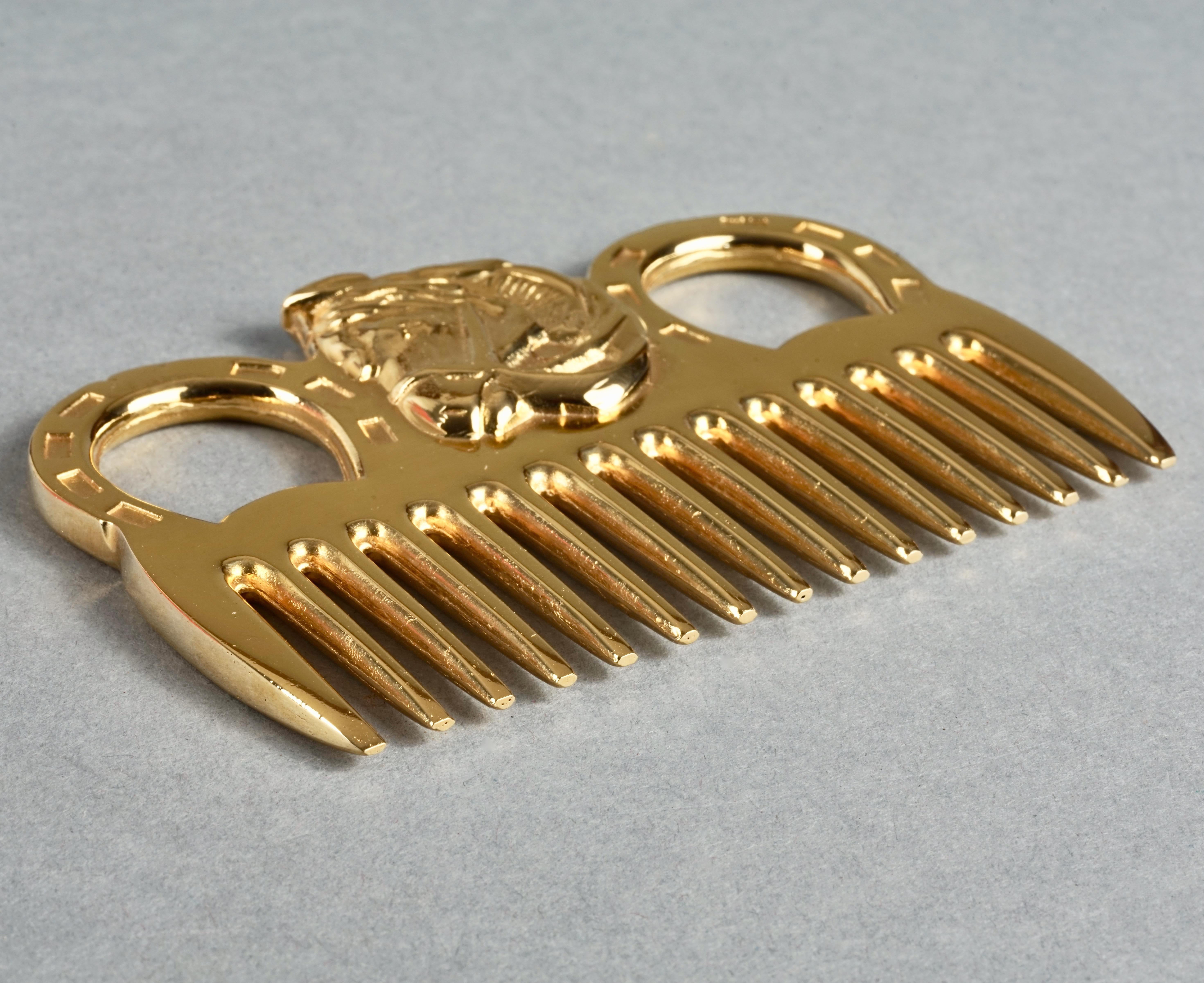 Women's or Men's Vintage HERMES Horse Motif Gold Tone Comb 