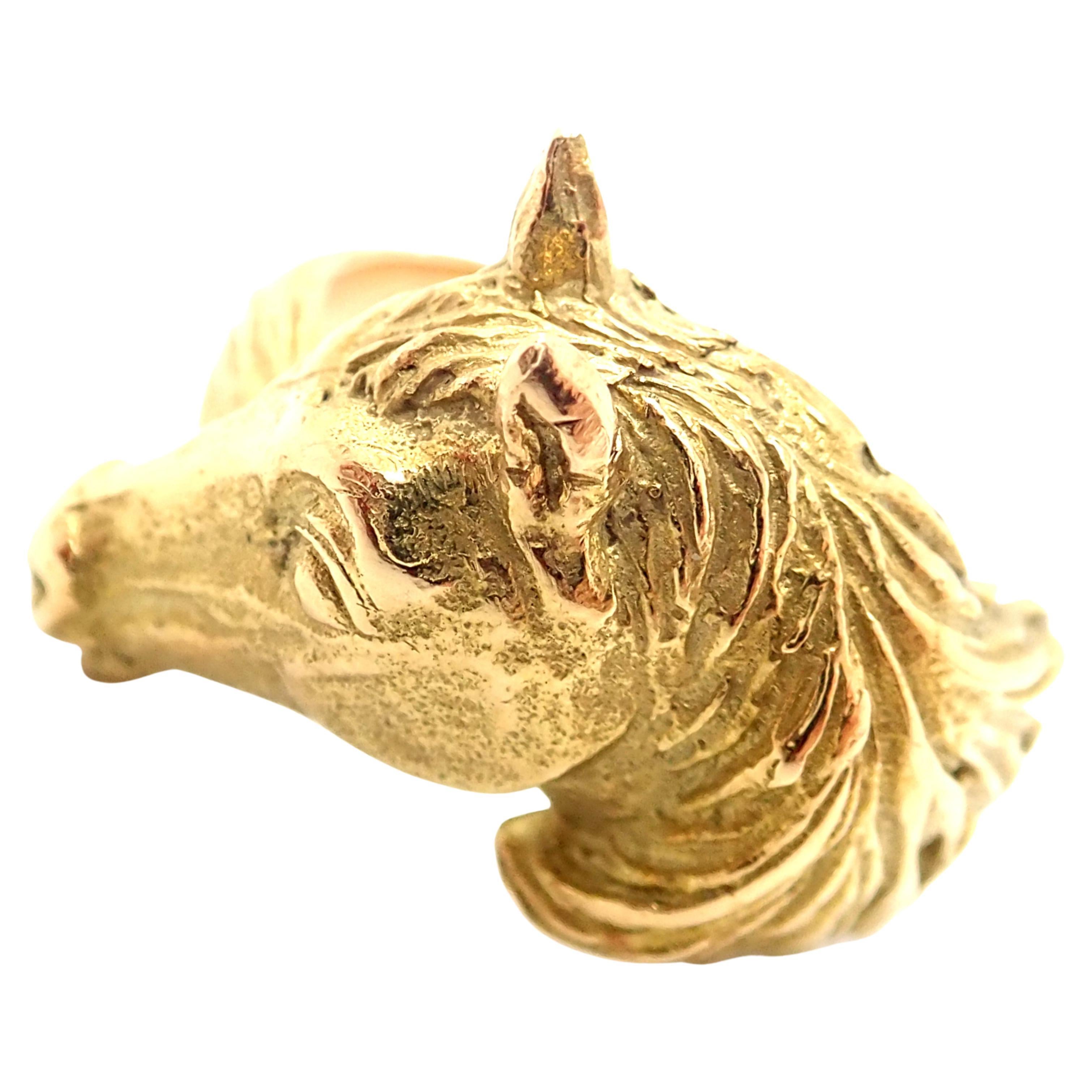 Gelbgoldener Bandring von Hermes mit Pferd im Angebot