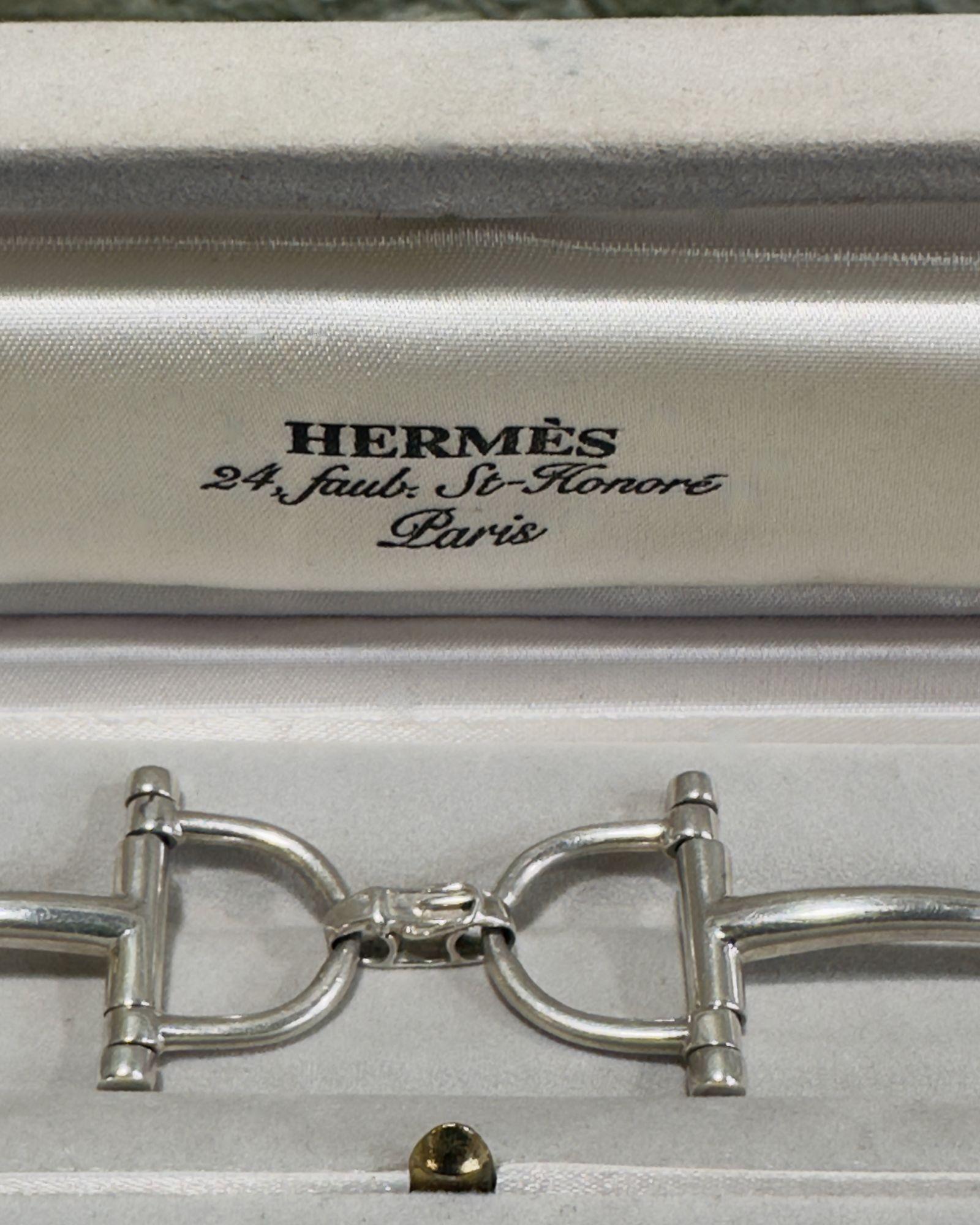 Aesthetic Movement Vintage Hermes Horsebit Silver Bracelet 925, France