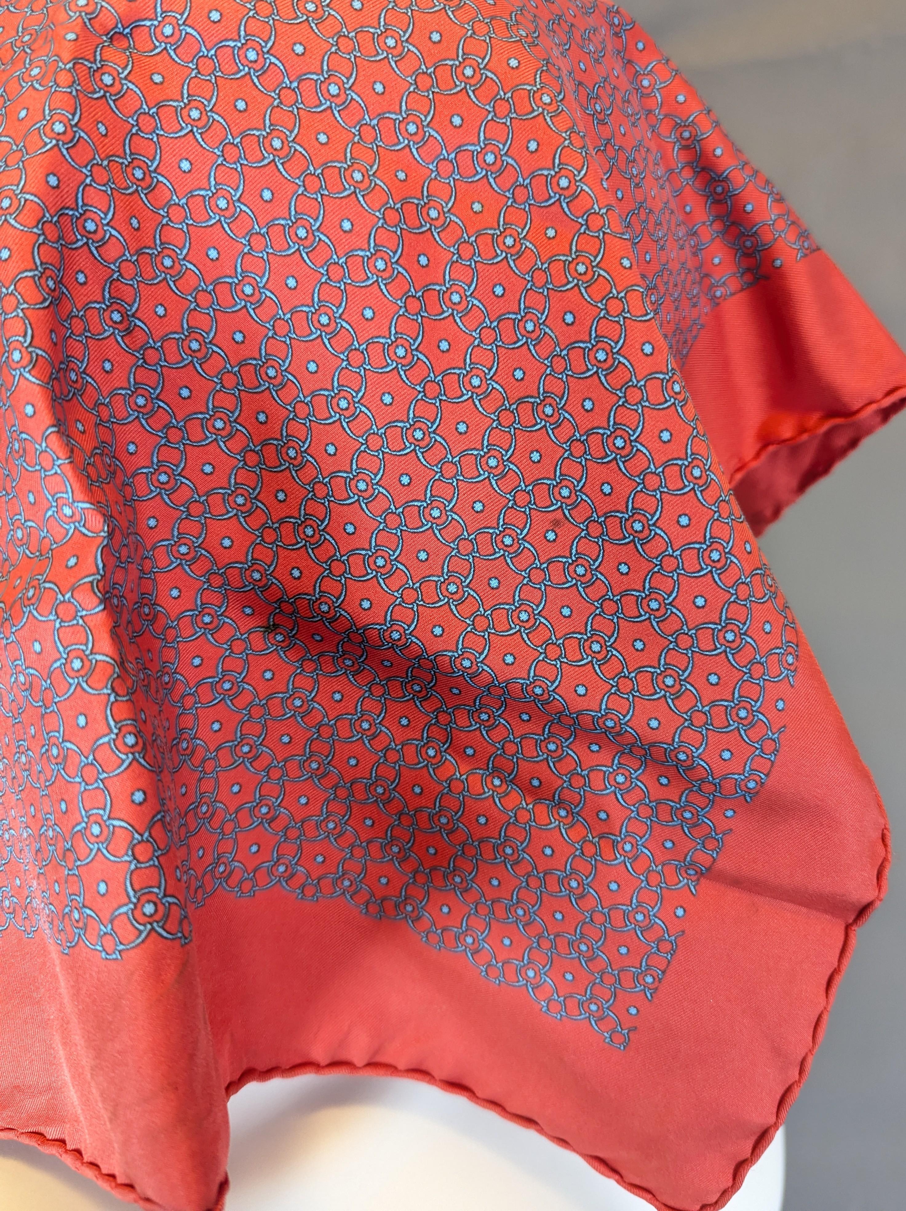 Vintage Hermes Horseshoes silk pocket square, boxed For Sale 7
