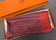 Vintage Hermes Horseshoes silk pocket square, boxed