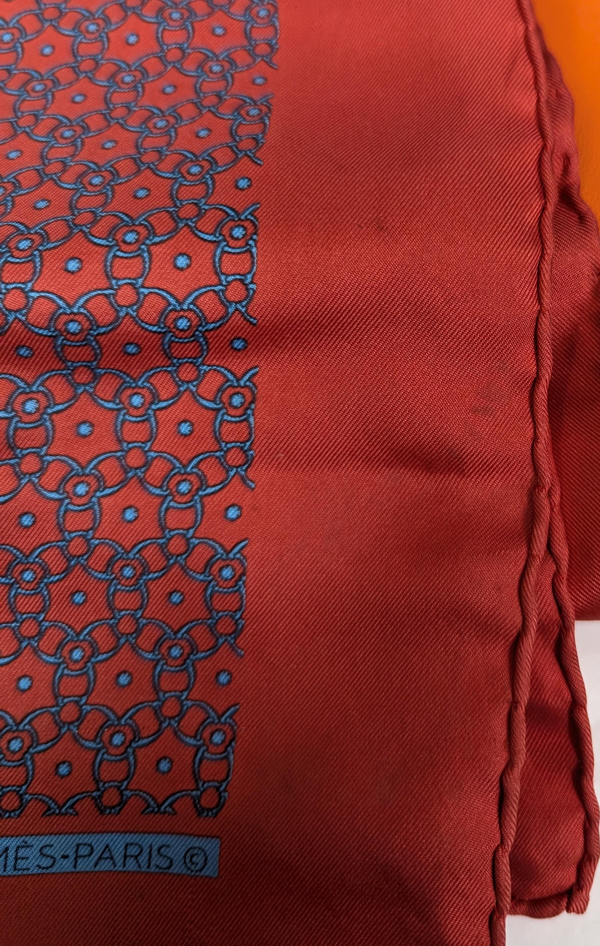 Vintage Hermes Horseshoes silk pocket square, boxed For Sale 3