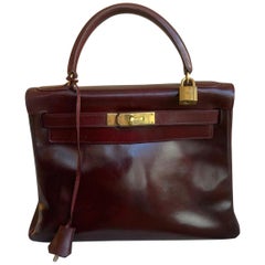 Vintage Hermès Kelly 28cm 1960 Burgundy leather