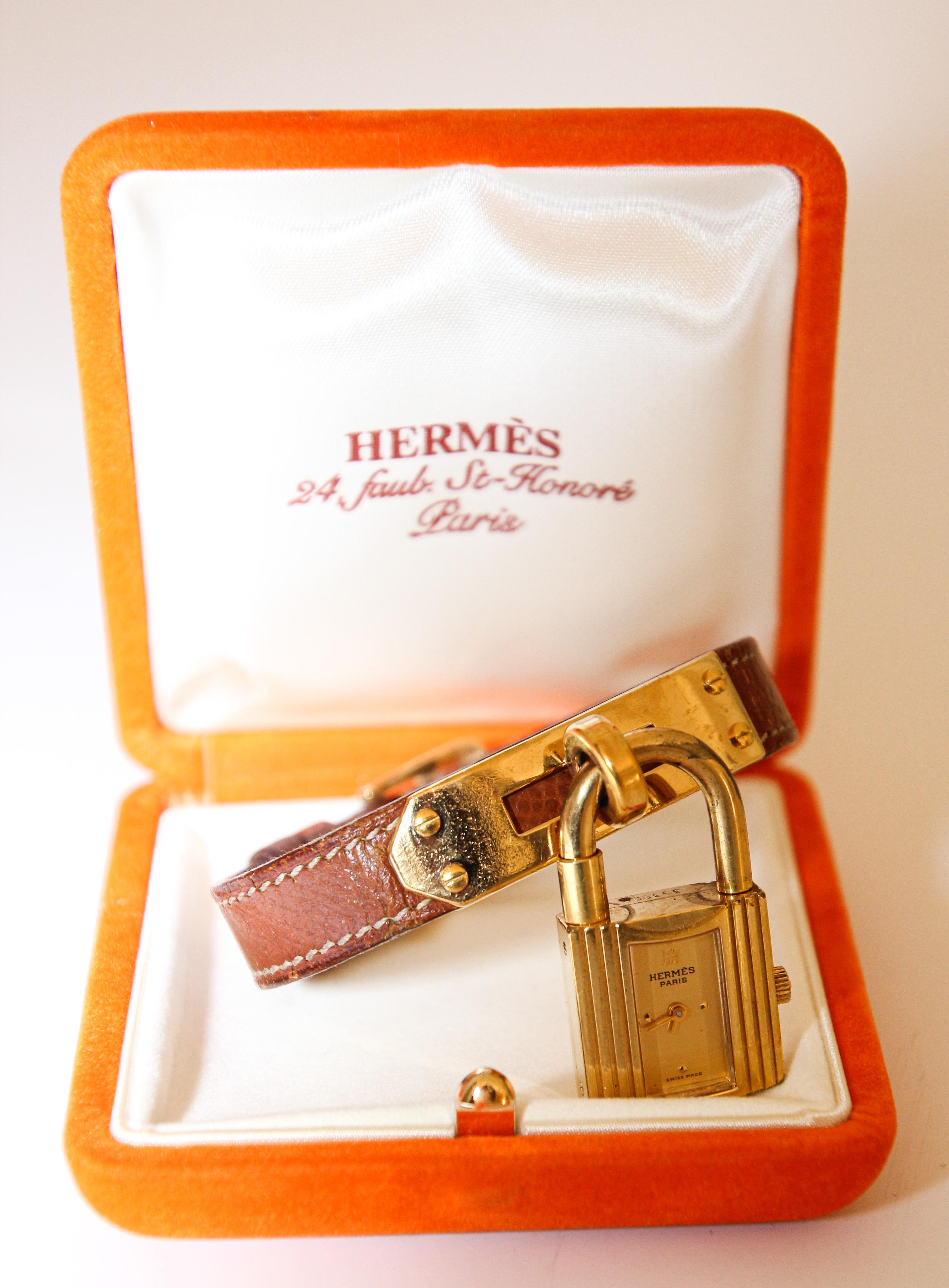 Hermes Kelly Watch Gold Plated For Sale 2
