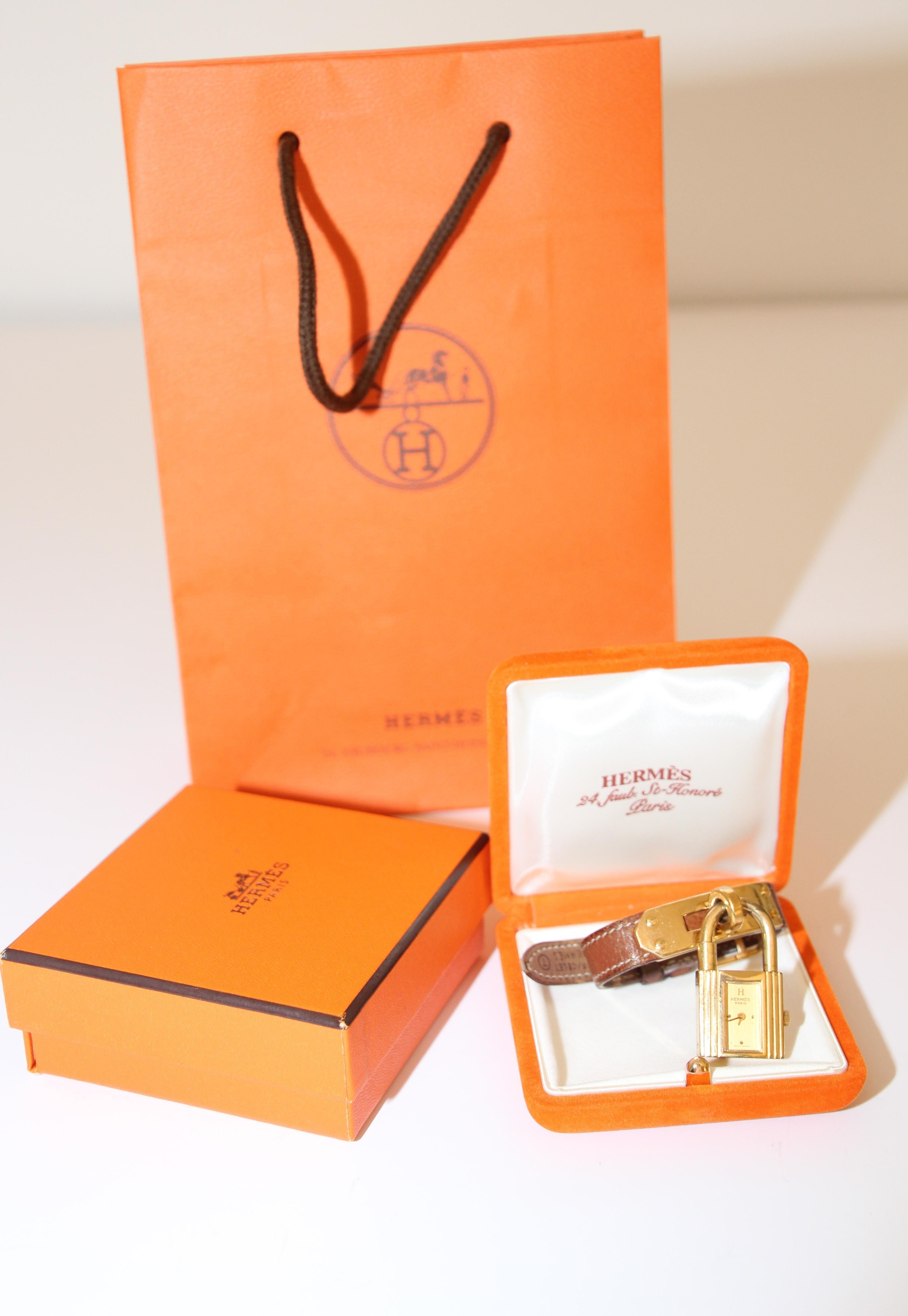 Hermes Kelly Watch Gold Plated For Sale 10