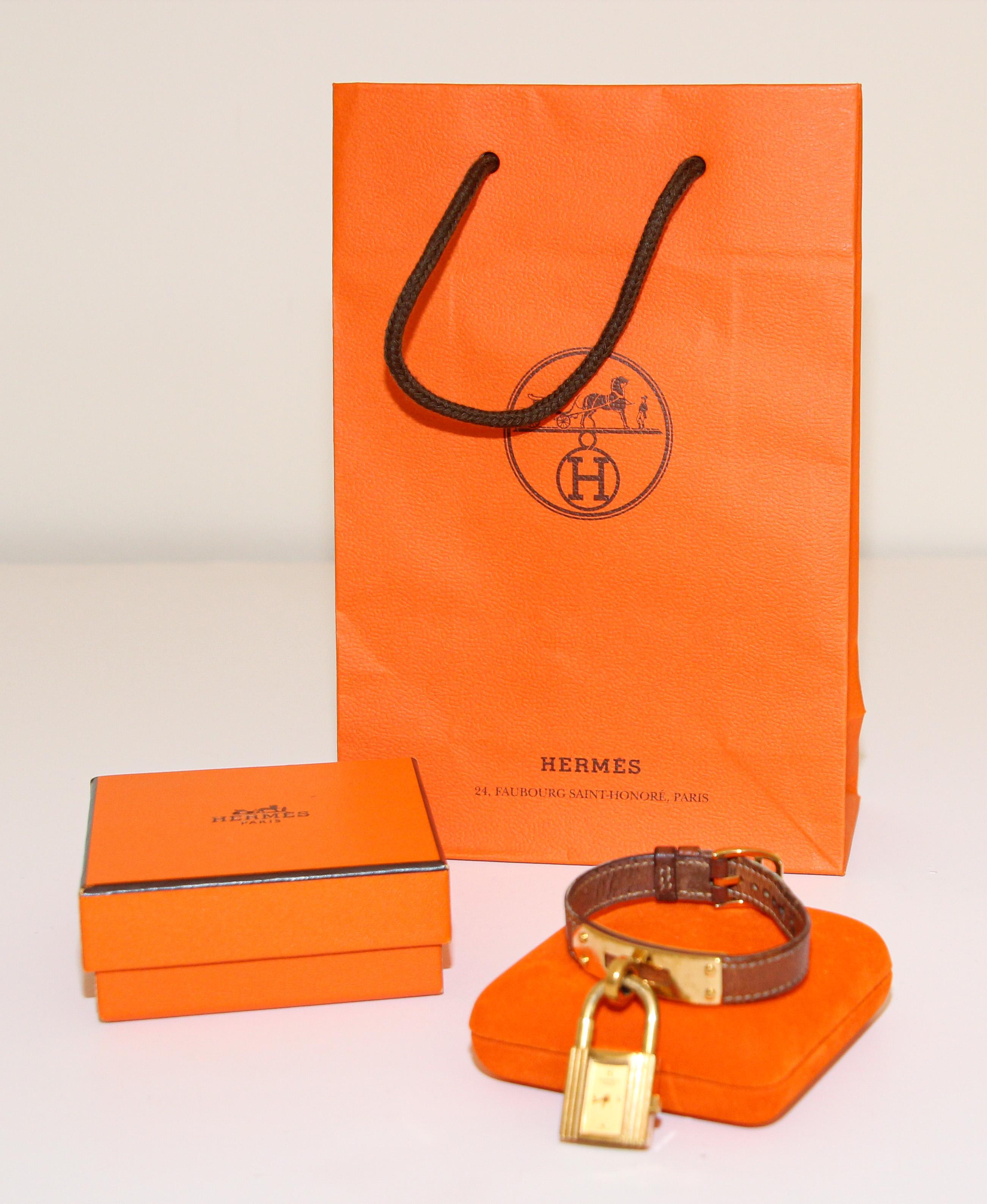 Hermes Kelly Watch Gold Plated For Sale 11