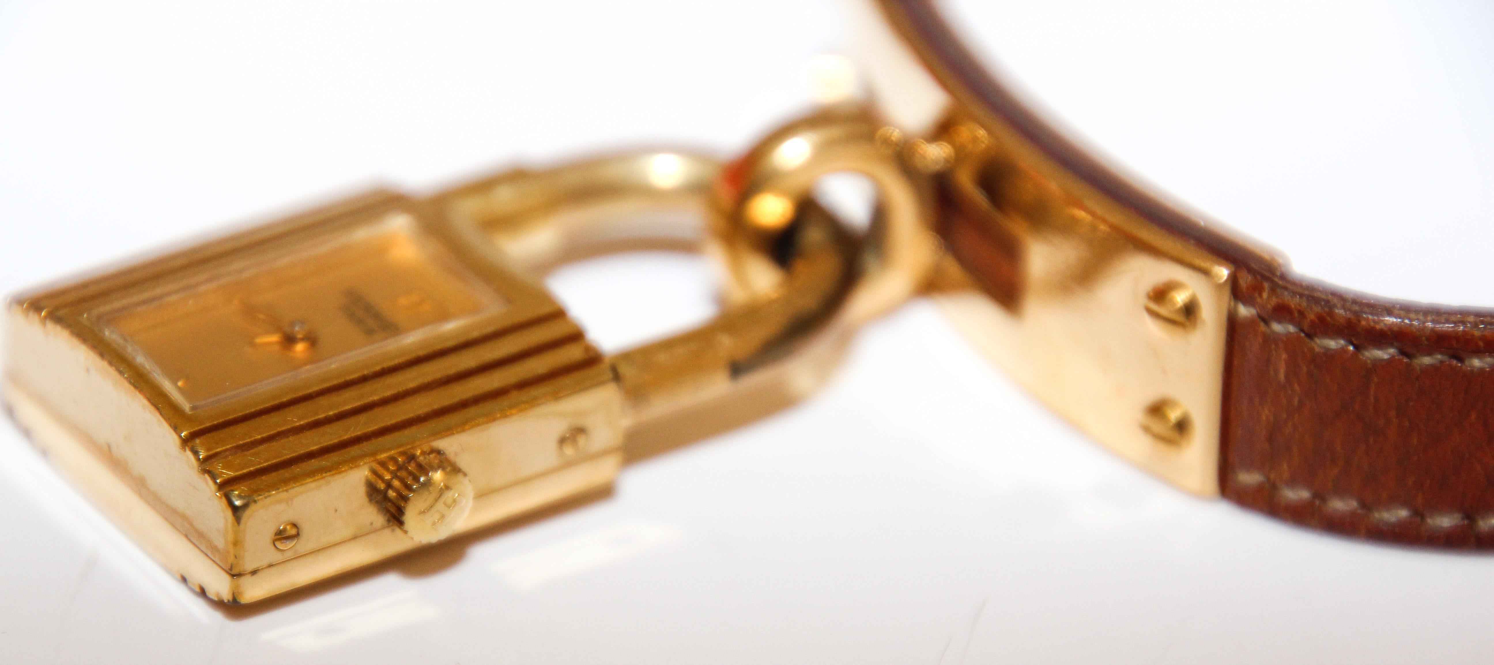 Organic Modern Vintage Hermes Kelly Watch Gold Plated