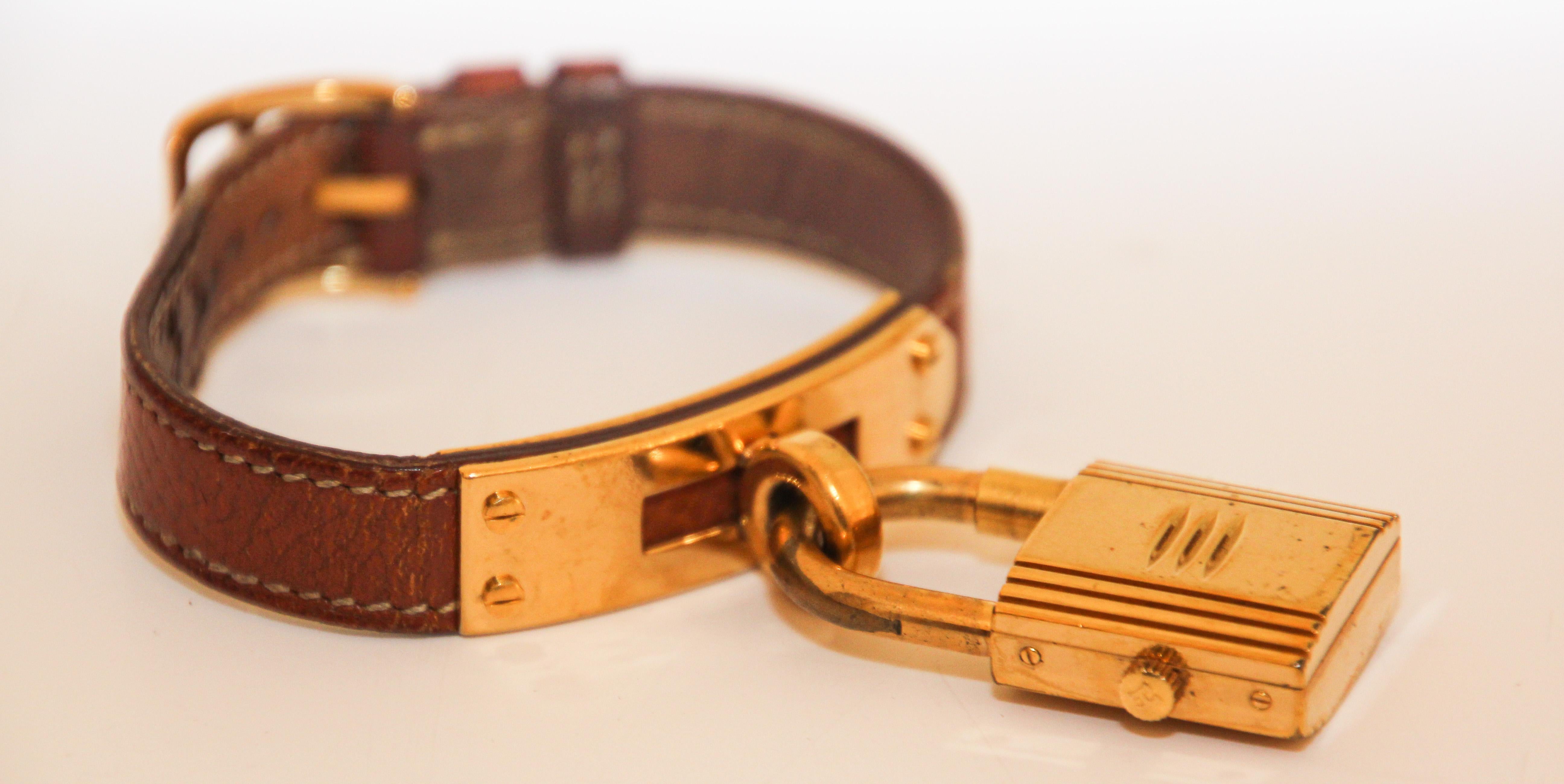 French Vintage Hermes Kelly Watch Gold Plated For Sale