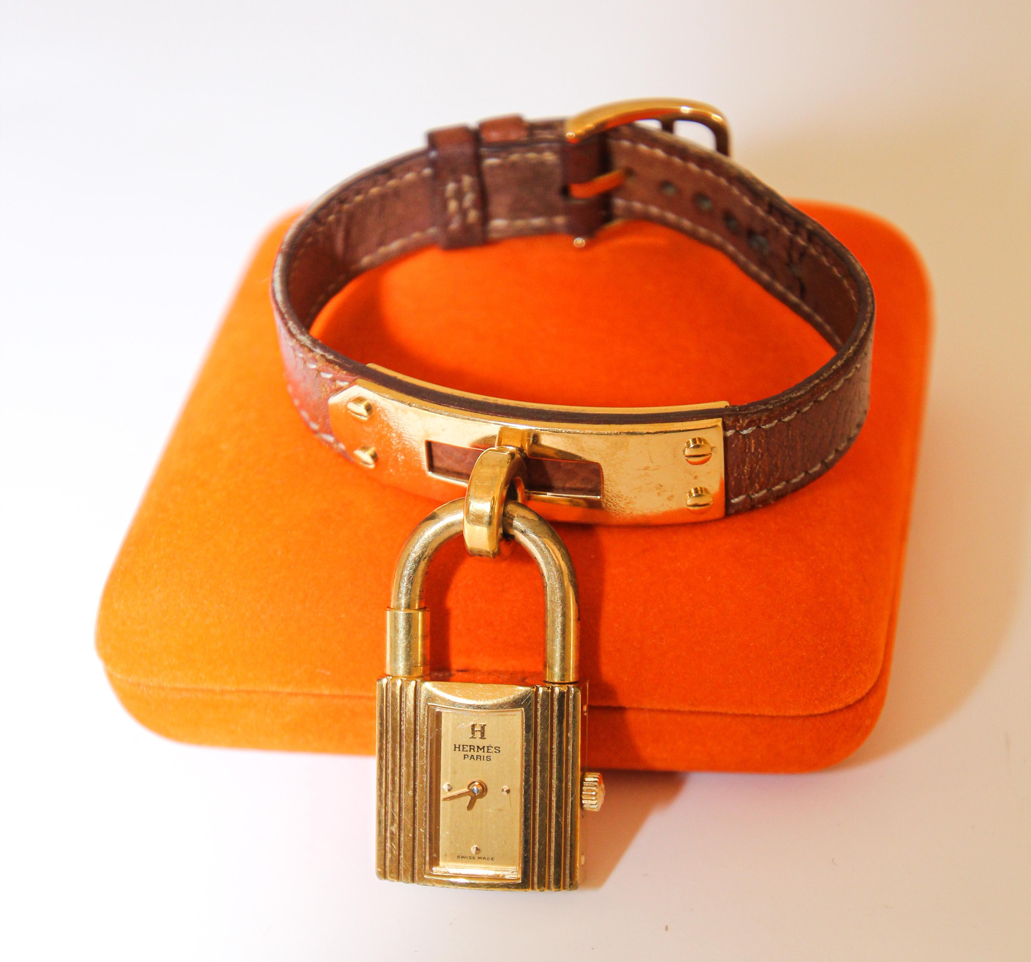Women's or Men's Hermes Kelly Watch Gold Plated For Sale