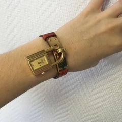Vintage Hermès Kelly Watch PM With Crocodile Bracelet