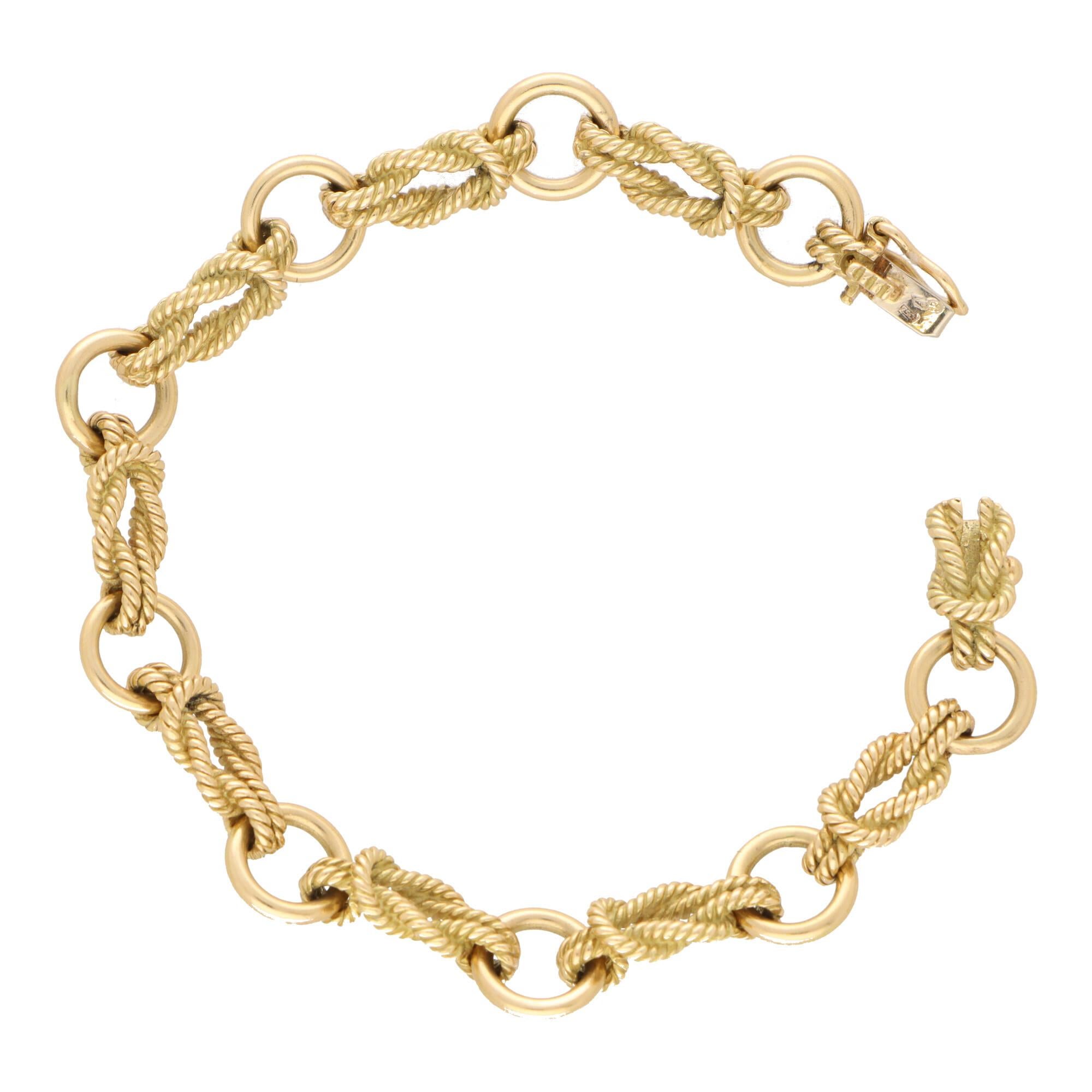 Retro Vintage Hermès Knot Link Bracelet Set in 18k Yellow Gold