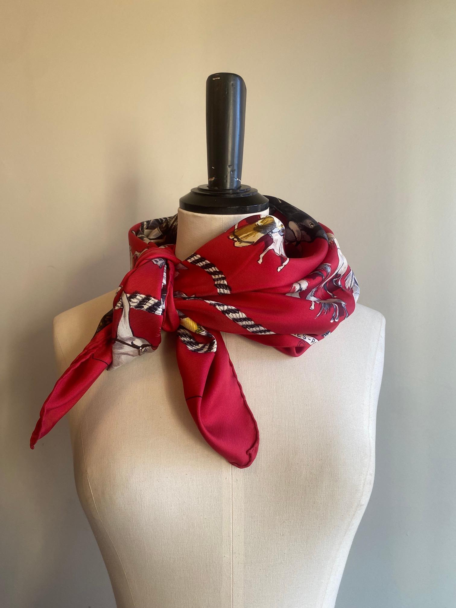 Vintage Hermes La Camargue Silk Scarf For Sale 5