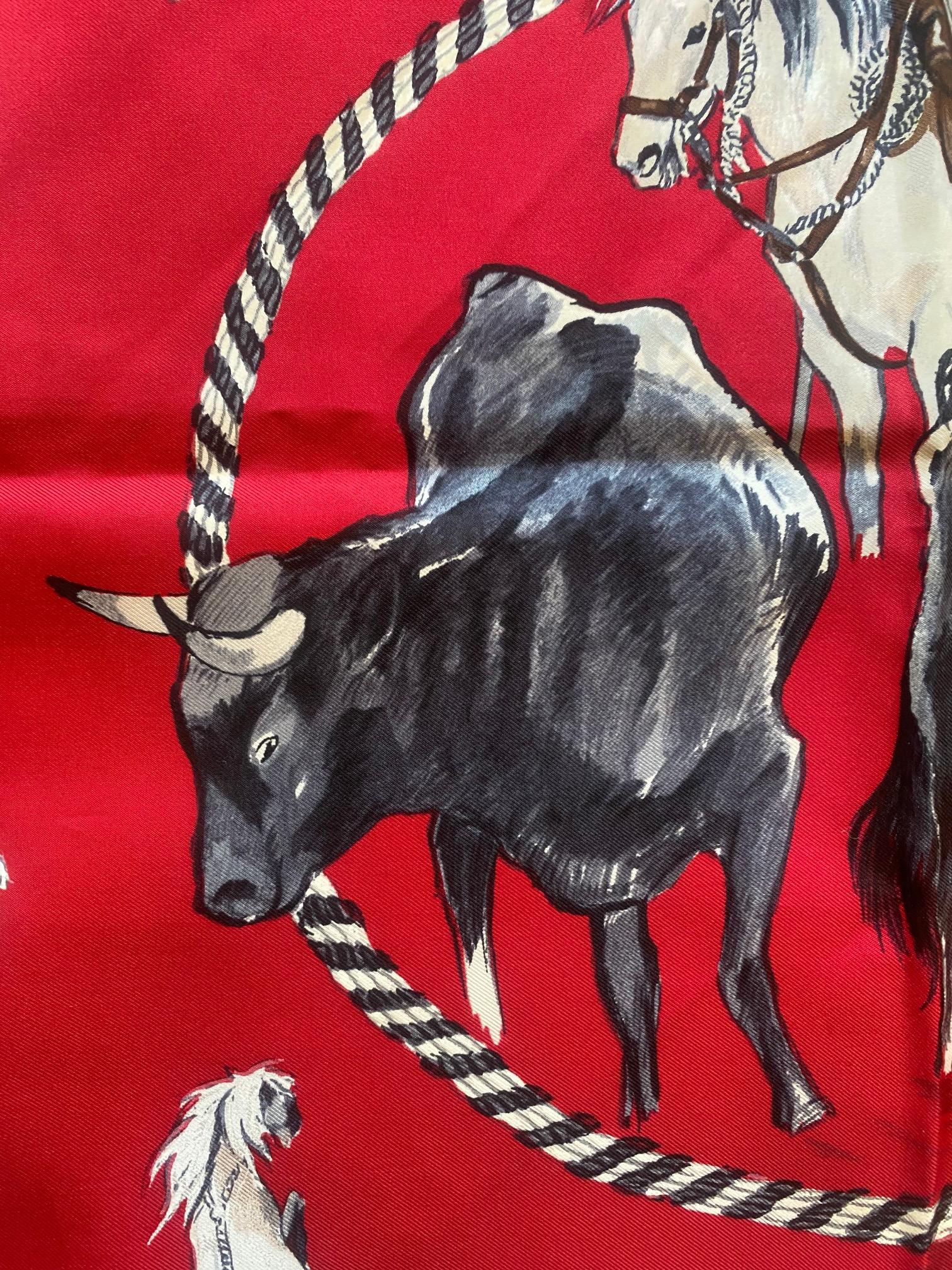 Vintage Hermes La Camargue Silk Scarf For Sale 1