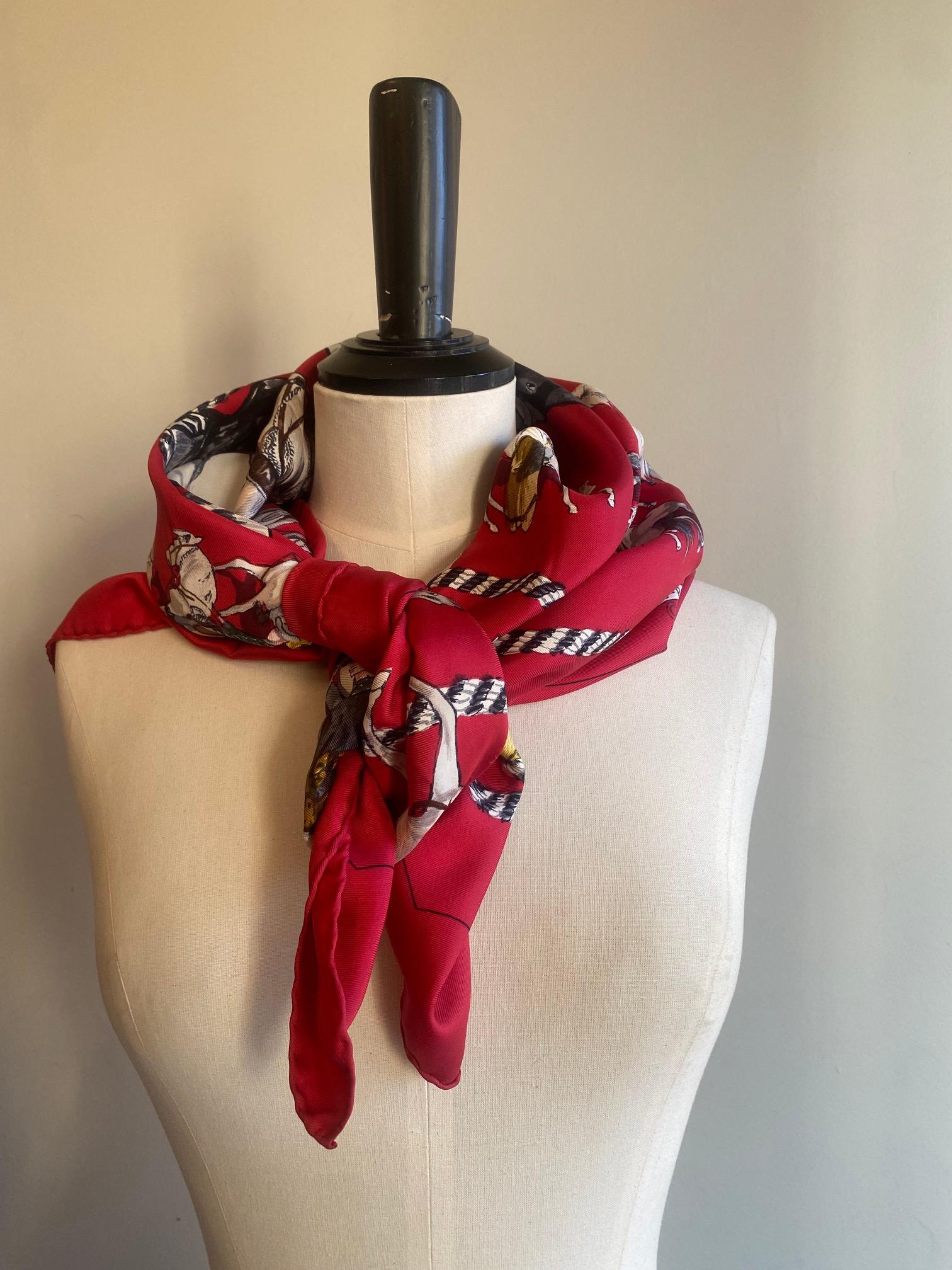Vintage Hermes La Camargue Silk Scarf For Sale 3
