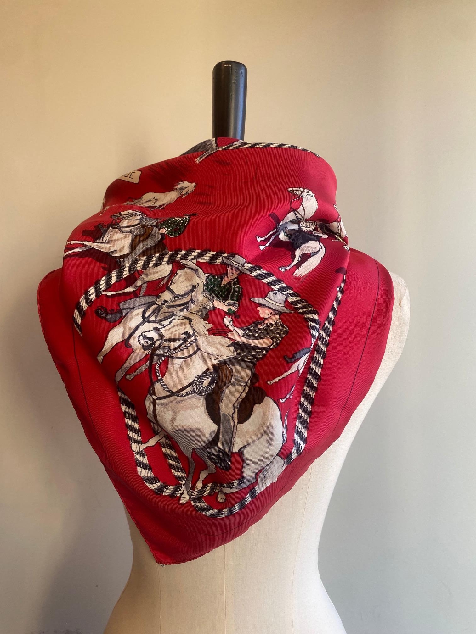 Vintage Hermes La Camargue Silk Scarf For Sale 4