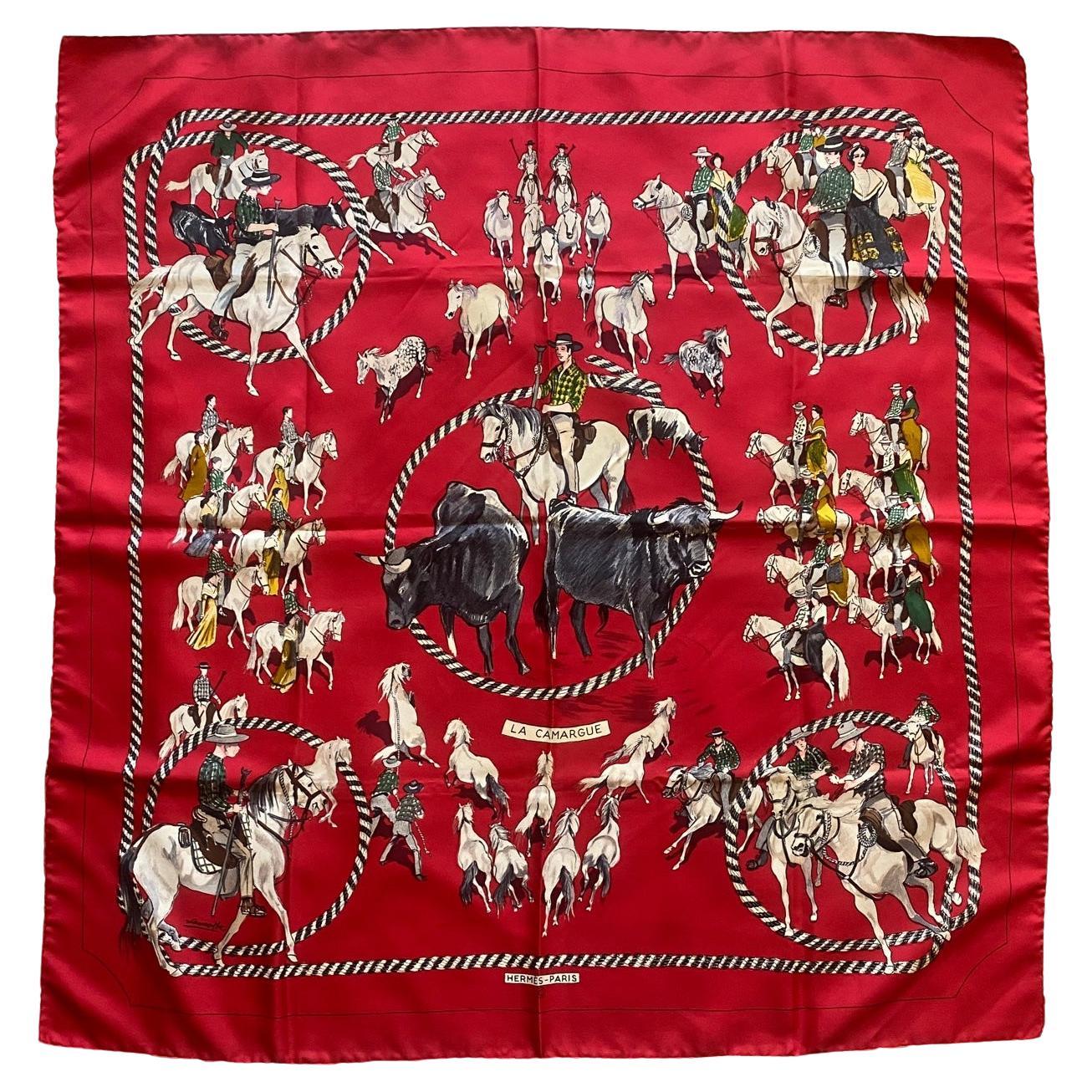 Vintage Hermes La Camargue Silk Scarf