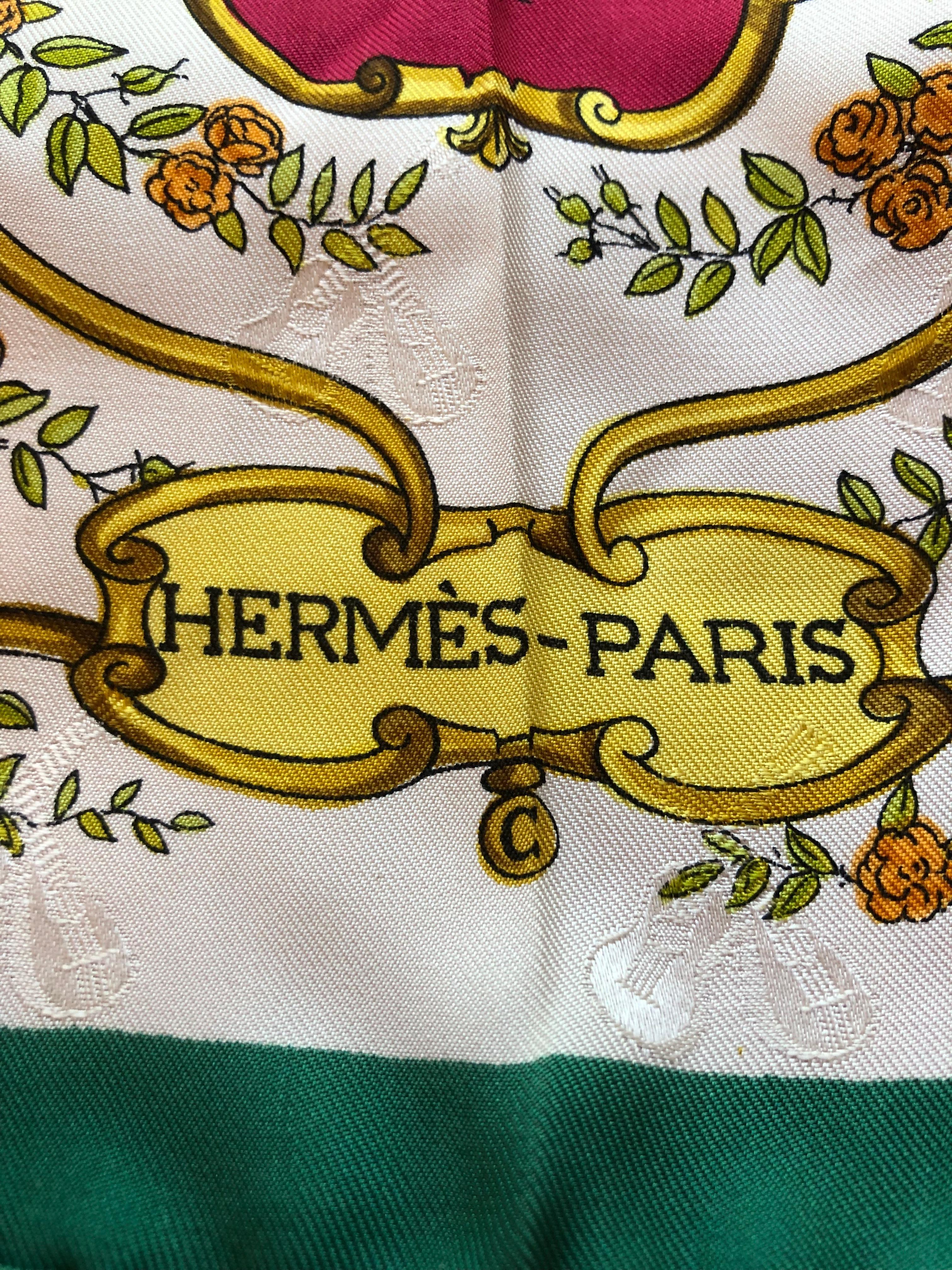 Vintage HERMES La Comedie Italienne Jacquard Silk Scarf by Philippe Ledoux 4
