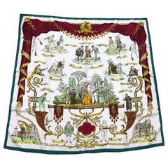 Vintage HERMES La Comedie Italienne Jacquard Silk Scarf by Philippe Ledoux