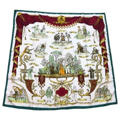 Vintage HERMES La Comedie Italienne Jacquard Silk Scarf by Philippe Ledoux