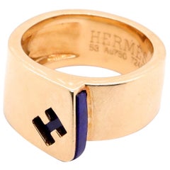 Vintage Hermes Lapis Lazuli 18 Karat Gold Ring