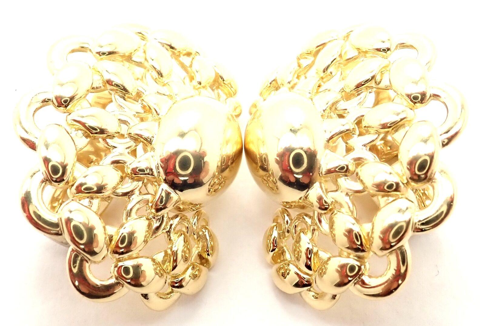 Vintage Hermes Large Yellow Gold Earrings For Sale 3