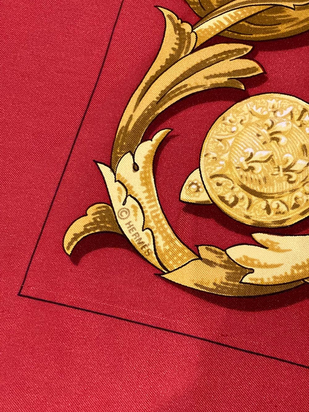 Vintage Hermes Le Mors A La Conétable silk scarf in Red c1970s 1