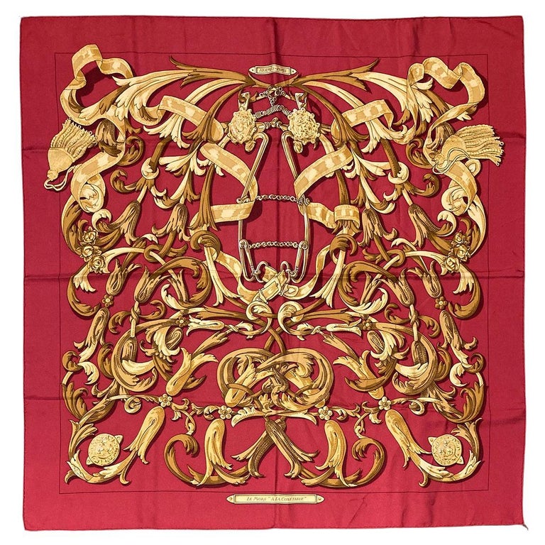 Vintage Hermes Le Mors A La Conétable silk scarf in Red c1970s For Sale at  1stDibs