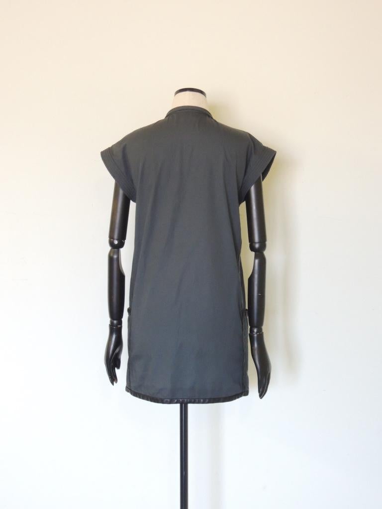 Hermes Leather Trim Cotton Tunic  In Good Condition For Sale In Oakland, CA