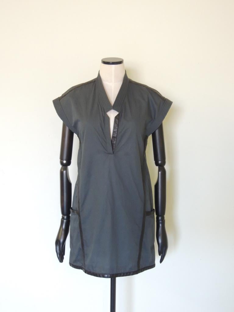 Hermes Leather Trim Cotton Tunic  For Sale 2