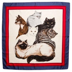 Retro Hermes Les Chats Scarf by Daphne Duchesne 1985
